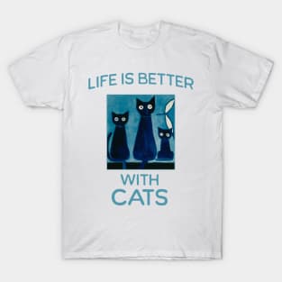 Abstract Life is Better with Cats T-Shirt